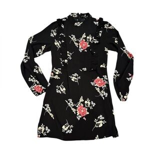 AX PARIS BLACK FLORAL ROSES LONG SLEEVE DRESS